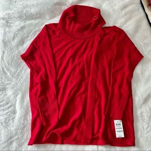 NWT JM Collection Women’s XL Red Sweater Lace-up Poncho